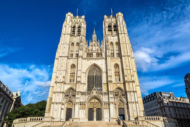 Cathedral St. Michael and St. Gudula in Brussels in a beautiful summer day, Belgium